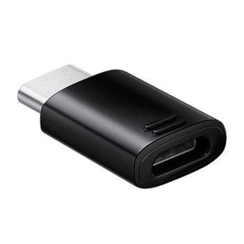 SAMSUNG adapter (microUSB - Type-C, adatátvitel és töltés) FEKETE Asus Zenfone 3 5.5 (ZE552KL), Honor 8, Sony Xperia X Compact (F5321), Sony Xperia XZ (F8331), LG V20 (H990), Huawei Nova, Blackber kép