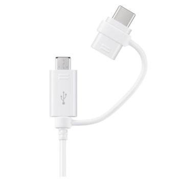 SAMSUNG adatkábel és töltő 2in1 (USB - microUSB / Type-C) FEHÉR Evolveo Strongphone Q5, Blackberry DTEK50 , Vodafone Smart turbo 7 (VFD500), HTC Desire 825, Asus Zenfone 3 5.5 (ZE552KL), HTC One kép
