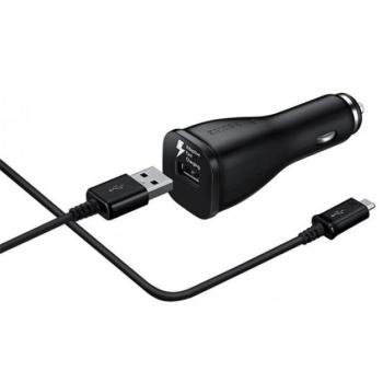 SAMSUNG autós töltő USB aljzat (5V/2000mA, gyorstöltés támogatás + ECB-DU4EBE microUSB kábel) FEKETE Evolveo Strongphone Q5, Blackberry DTEK50 , Vodafone Smart turbo 7 (VFD500), HTC Desire 825 kép
