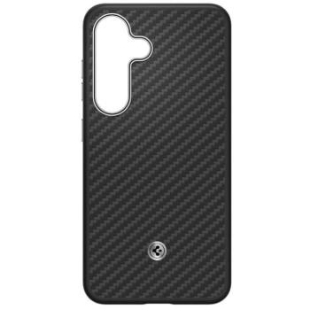 Samsung by Spigen Enzo Aramid Magnetic Galaxy S25 mágneses gyári tok, fekete-ezüst kép