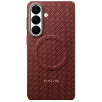 Samsung Carbon Magnet Samsung Galaxy S26 gyári hátlap tok, Aramid, MagSafe, korall piros kép