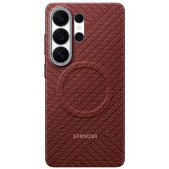 Samsung Carbon Magnet Samsung Galaxy S26 Ultra gyári hátlap tok, Aramid, MagSafe, korall piros kép