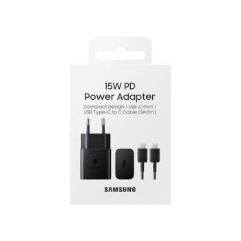 Samsung EP-T1510 USB-C hálózati gyorstöltő USB-C kábellel, 15W, fekete kép