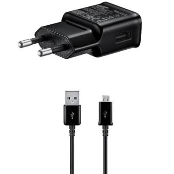 Samsung EP-TA200EBE 15W hálózati töltőadapter + ECB-DU4EBE microUSB-A adatkábel, fekete (eco csomagolásban) kép