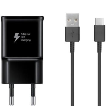 Samsung EP-TA200EBE 15W hálózati töltőadapter + EP-DR140ABE USB-C adatkábel, fekete (eco csomagolásban) kép