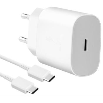 Samsung EP-TA800EWE 25W hálózati töltőadapter + EP-DG980BWE USB-C/USB-C adatkábel, fehér (eco csomagolásban) kép