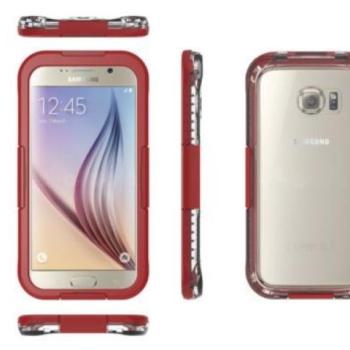 Samsung G920 Galaxy S6 piros vízálló tok kép