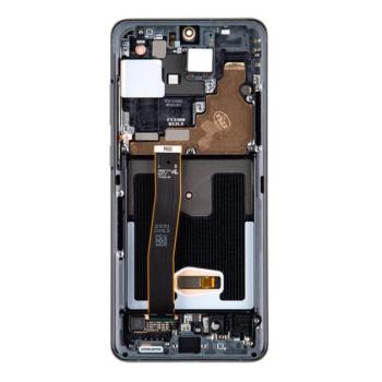 Samsung G988 Galaxy S20 Ultra kompatibilis LCD modul kerettel, kamera nélkül, OEM jellegű, kozmosz fekete kép