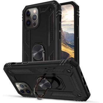 Samsung Galaxy A01 Core SM-A013F, Műanyag hátlap védőtok, közepesen ütésálló, szilikon belső, telefontartó gyűrű, Defender, fekete kép