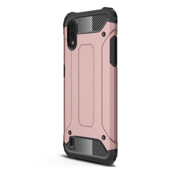 Samsung Galaxy A01 SM-A015F, Műanyag hátlap védőtok, Defender, fémhatású, vörösarany kép