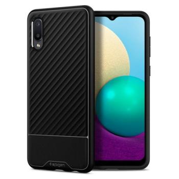 Samsung Galaxy A02 SM-A022F, Szilikon tok, Spigen Core Armor, karbon minta, fekete kép