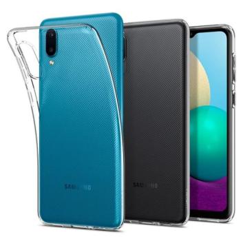 Samsung Galaxy A02 SM-A022F, Szilikon tok, Spigen Liquid Crystal, átlátszó kép