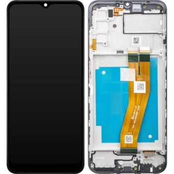 Samsung Galaxy A03s kompatibilis LCD modul kerettel, OEM jellegű, fekete kép