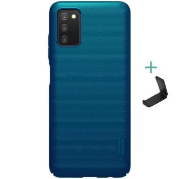 Samsung Galaxy A03s SM-A037F, Műanyag hátlap védőtok, stand, Nillkin Super Frosted, zöldes-kék kép