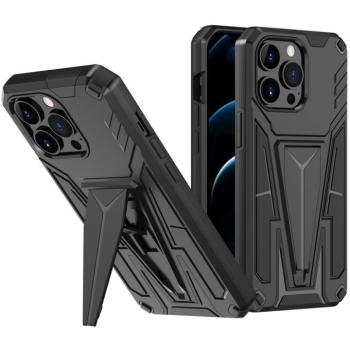 Samsung Galaxy A03s SM-A037F, Műanyag hátlap védőtok szilikon belső, közepesen ütésálló, kitámasztóval, Wooze Supportive Care, fekete kép