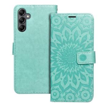 Samsung Galaxy A05s telefon tok, könyvtok, oldalra nyíló tok, mágnesesen záródó, zöld, mandala, SM-A057, Mezzo kép