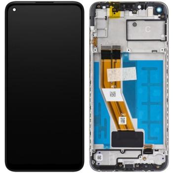 Samsung Galaxy A11 kompatibilis LCD modul kerettel, OEM jellegű, fekete kép