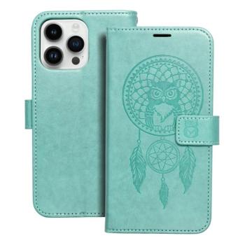 Samsung Galaxy A12 telefon tok, könyvtok, oldalra nyíló tok, mágnesesen záródó, zöld, dreamcatcher, SM-A125, SM-A127, Forcell Mezzo kép