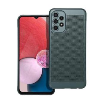 Samsung Galaxy A13 4G SM-A135F / A137F, Műanyag hátlap védőtok, légáteresztő, lyukacsos minta, Breezy, sötétzöld kép