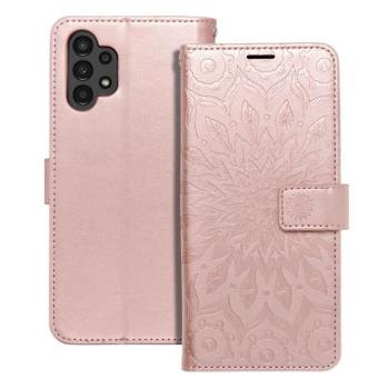 Samsung Galaxy A13 4G telefon tok, könyvtok, oldalra nyíló tok, mágnesesen záródó, rose gold, mandala, SM-A135, Forcell Mezzo kép