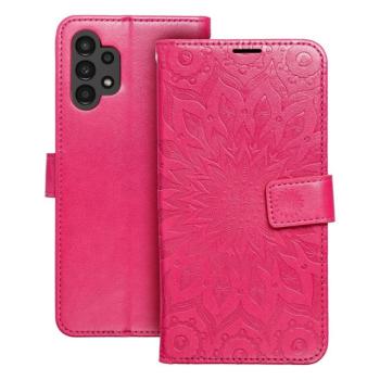 Samsung Galaxy A13 4G telefon tok, könyvtok, oldalra nyíló tok, mágnesesen záródó, sötét magenta, mandala, SM-A135, Forcell Mezzo kép