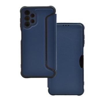 Samsung Galaxy A13 5G / A04s SM-A136U / A047F, Oldalra nyíló tok, légpárnás sarok, bőrhatású, karbon minta, Razor Book, kék kép