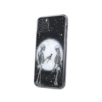 Samsung Galaxy A13 5G / A04s szilikon tok, hátlap tok, TPU tok, fekete, SM-A136, SM-A047, Romantic Skeletons 2 kép
