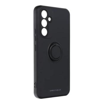 Samsung Galaxy A14 4G/5G gyűrűs hátlap tok, szilikon tok, velúr belső, fekete, SM-A145, SM-A146, Roar Amber kép