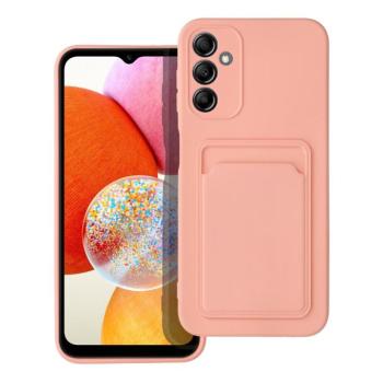 Samsung Galaxy A14 4G/5G szilikon tok, hátlap tok, bankkártya tartós, rózsaszín / barackvirág, SM-A145, SM-A146, Card kép