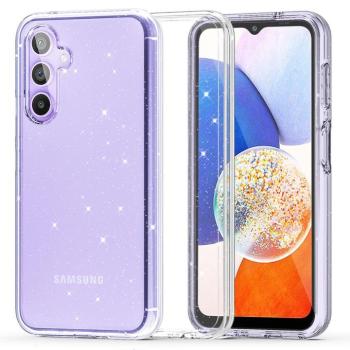 Samsung Galaxy A14 4G / A14 5G SM-A145F / A146B, Műanyag hátlap védőtok + szilikon keret, csillogó hátlap, FlexAir Hybrid Glitter, átlátszó kép