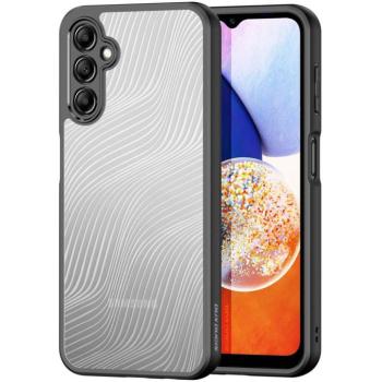 Samsung Galaxy A14 4G / A14 5G SM-A145F / A146B, Műanyag hátlap védőtok + szilikon keret, hullám minta, Dux Ducis Aimo, áttetsző/fekete kép