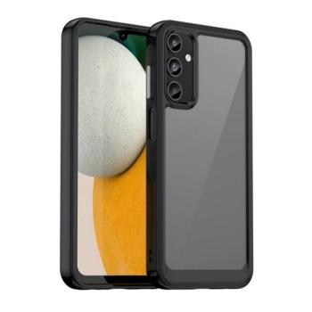 Samsung Galaxy A15 4G / A15 5G SM-A155F / A156B, Műanyag hátlap védőtok + szilikon keret, közepesen ütésálló, átlátszó hátlap, fekete kép
