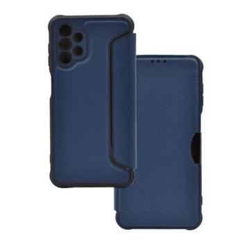 Samsung Galaxy A15 4G / A15 5G SM-A155F / A156B, Oldalra nyíló tok, légpárnás sarok, bőrhatású, karbon minta, Razor Book, kék kép