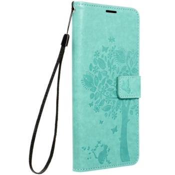 Samsung Galaxy A16 4G / A16 5G SM-A165F / A166B, Oldalra nyíló tok, kártyatartóval, kézpánttal, Fa minta, Mezzo Book, mintás/zöld kép