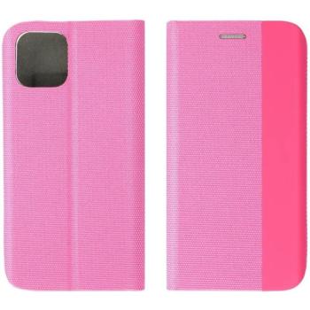 Samsung Galaxy A16 4G / A16 5G SM-A165F / A166B, Oldalra nyíló tok, stand, kártyatartóval, textil minta, Sensitive Book, rózsaszín kép