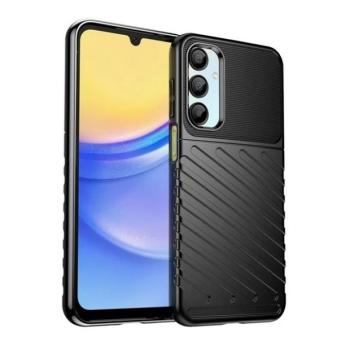 Samsung Galaxy A16 4G / A16 5G SM-A165F / A166B, Szilikon tok, közepesen ütésálló, domború csíkos minta, fekete kép