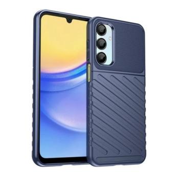 Samsung Galaxy A16 4G / A16 5G SM-A165F / A166B, Szilikon tok, közepesen ütésálló, domború csíkos minta, sötétkék kép