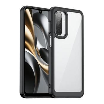 Samsung Galaxy A17 4G / A17 5G SM-A175F / A176B, Műanyag hátlap védőtok + szilikon keret, közepesen ütésálló, átlátszó hátlap, fekete kép
