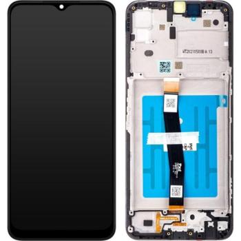Samsung Galaxy A22 5G kompatibilis LCD modul kerettel, OEM jellegű, fekete kép