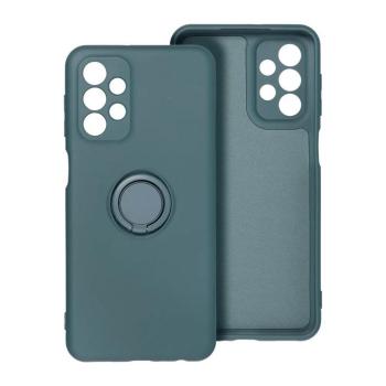 Samsung Galaxy A23 4G/5G gyűrűs hátlap tok, szilikon tok, velúr belső, zöld, SM-A235, SM-A236, Silicone Ring kép