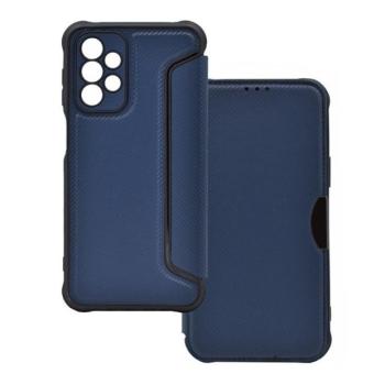 Samsung Galaxy A23 4G / A23 5G SM-A235F / A236U, Oldalra nyíló tok, légpárnás sarok, bőrhatású, karbon minta, Razor Book, kék kép