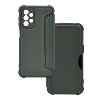 Samsung Galaxy A23 4G / A23 5G SM-A235F / A236U, Oldalra nyíló tok, légpárnás sarok, bőrhatású, karbon minta, Razor Book, zöld kép
