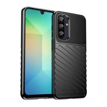 Samsung Galaxy A26 5G SM-A266B, Szilikon tok, közepesen ütésálló, domború csíkos minta, fekete kép