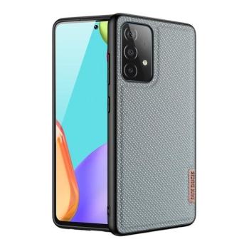 Samsung Galaxy A32 5G SM-A326B, Műanyag hátlap védőtok + szilikon keret, fényvisszaverő szövet hátlap, rács minta, Dux Ducis Fino, kék kép
