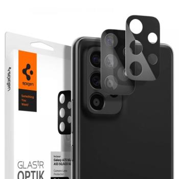 Samsung Galaxy A33 5G / A53 5G / A73 5G, Kamera lencsevédő fólia, ütésálló fólia, Tempered Glass (edzett üveg), Spigen Glastr Optik, fekete, 2 db / csomag kép