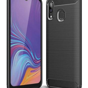 Samsung Galaxy A40 szilikon tok, fekete, SM-A405, Carbon fiber kép