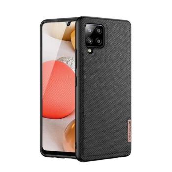 Samsung Galaxy A42 5G / M42 5G SM-A426B / M426B, Műanyag hátlap védőtok + szilikon keret, fényvisszaverő szövet hátlap, rács minta, Dux Ducis Fino, fekete kép