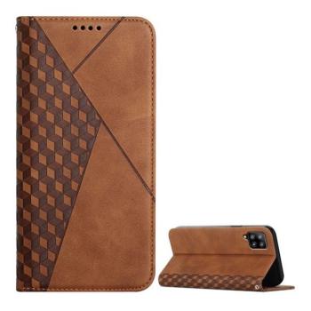 Samsung Galaxy A42 5G / M42 5G SM-A426B / M426B, Oldalra nyíló tok, bőrhatású, stand, 3D rombusz minta, barna kép