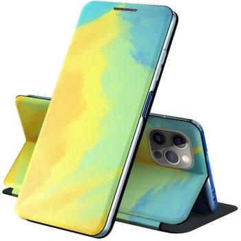 Samsung Galaxy A42 5G / M42 5G SM-A426B / M426B, Oldalra nyíló tok, stand, festék minta, Wooze Flashy Colors, színes/sárga kép