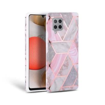 Samsung Galaxy A42 5G / M42 5G SM-A426B / M426B, Szilikon tok, négyszöges márvány minta, rózsaszín/színes kép